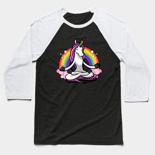 Unicorn Zen Yoga Meditation Magical Rainbow Baseball T-Shirt